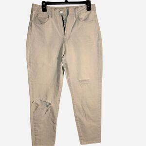 Flying Monkey High Rise Distressed Mom Jeans - Light Wash - Size 27